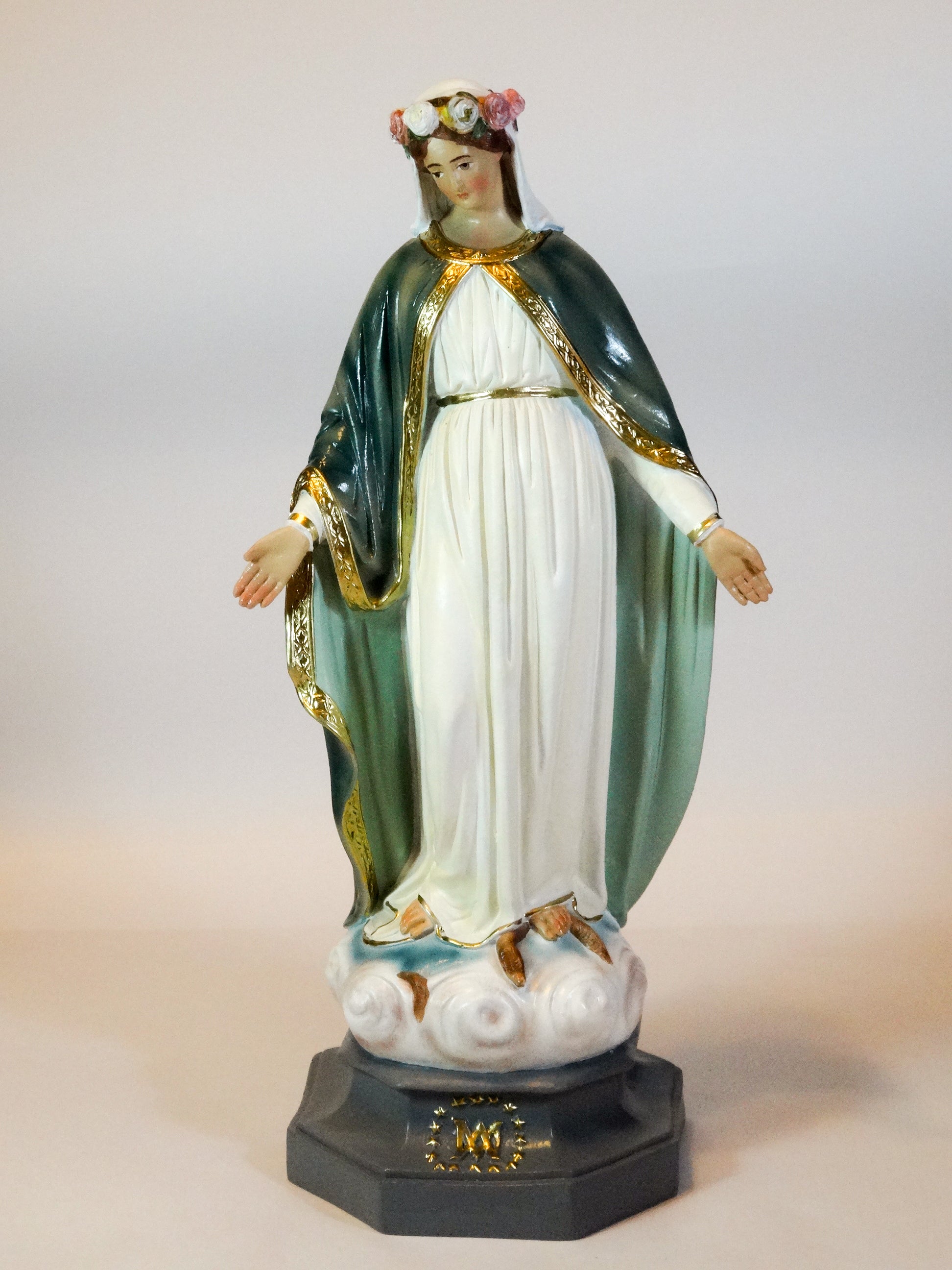 IMAGEN DE LA VIRGEN MEDALLA MILAGROSA CON FLORCITAS