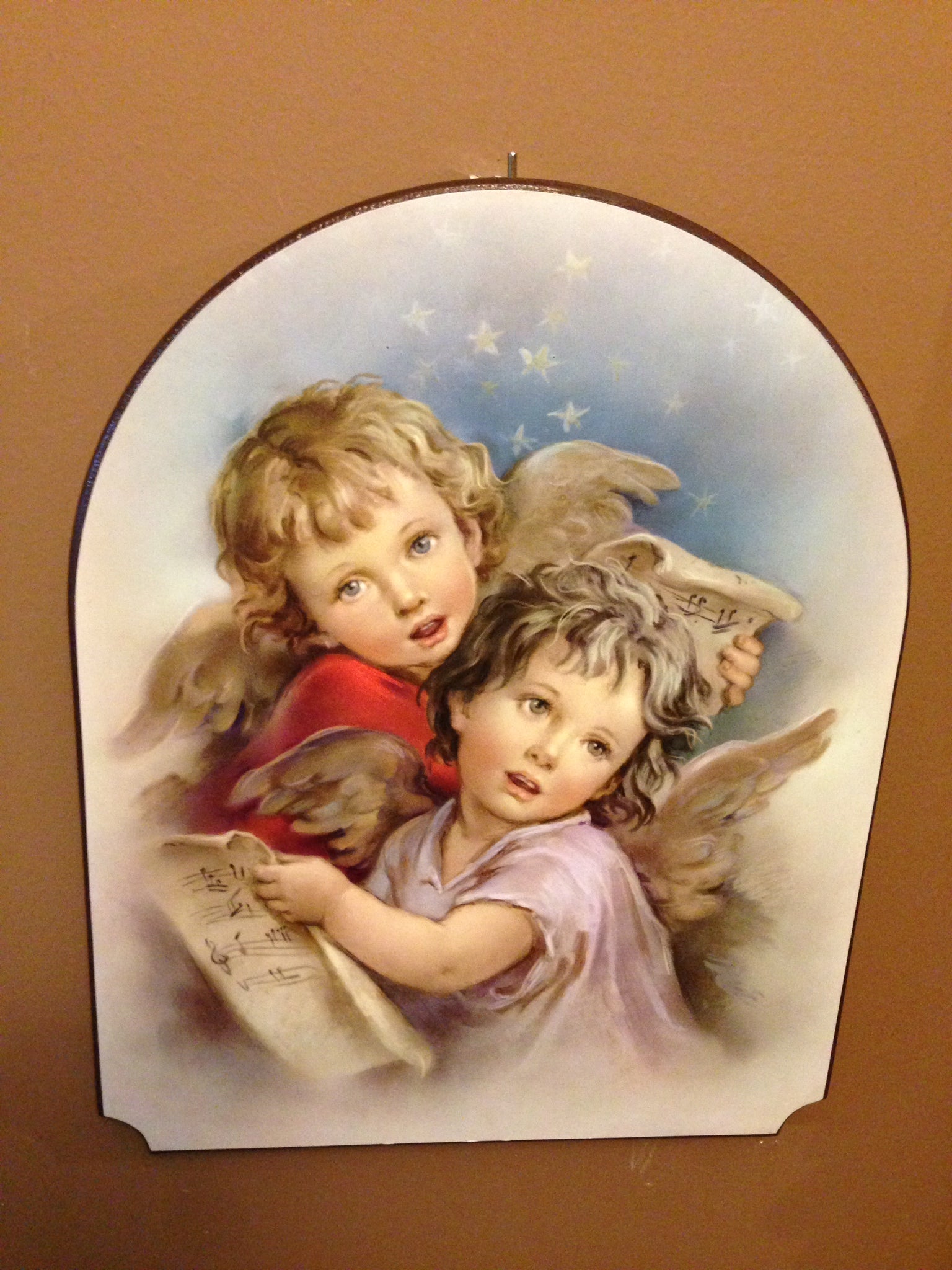 CUADRO  CON IMAGEN ITALIANA DE ANGELES DE LA GUARDA CANTORES